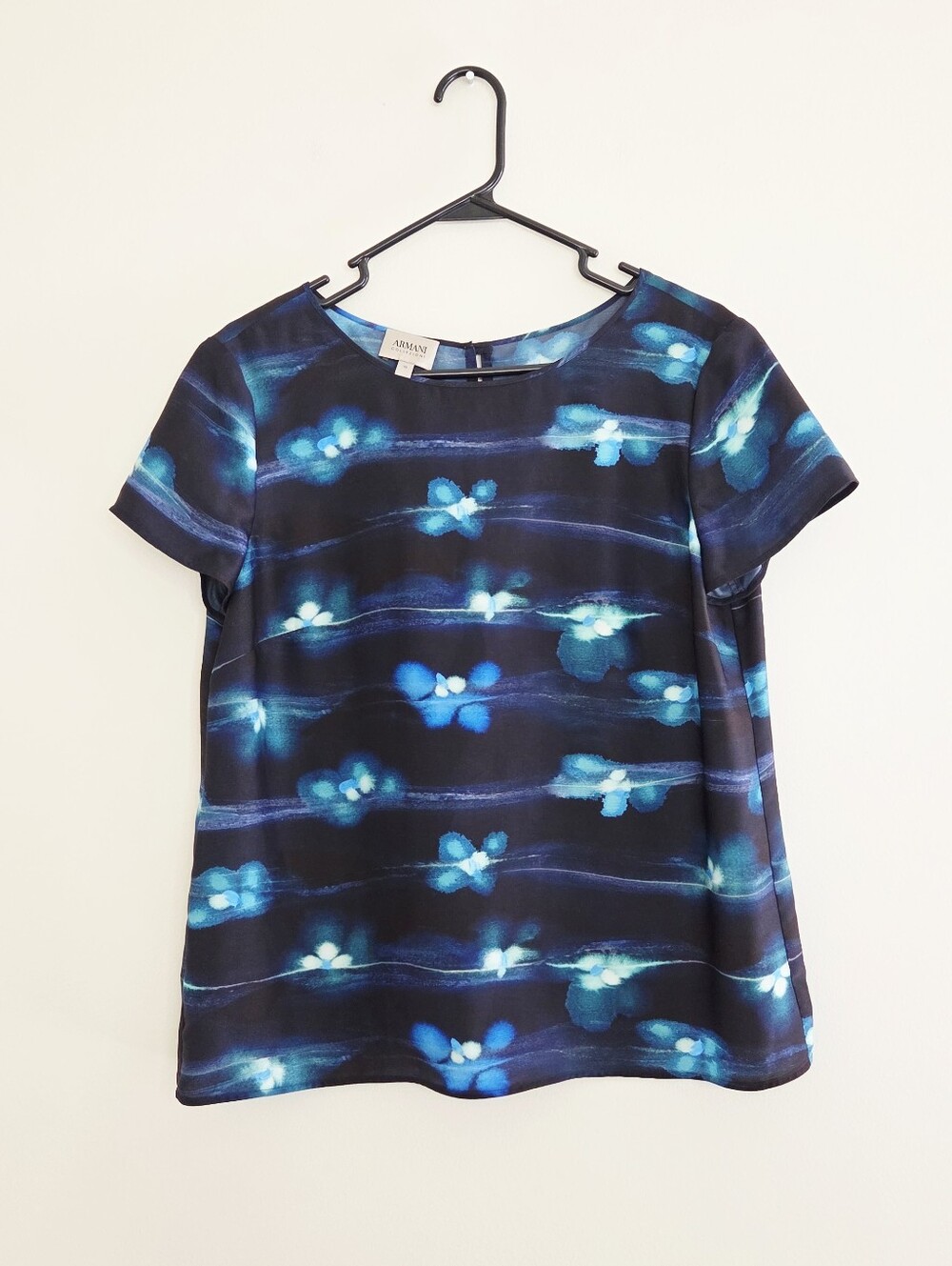 Armani Collezioni Watercolor Shortbsleeve Blouse Size 10